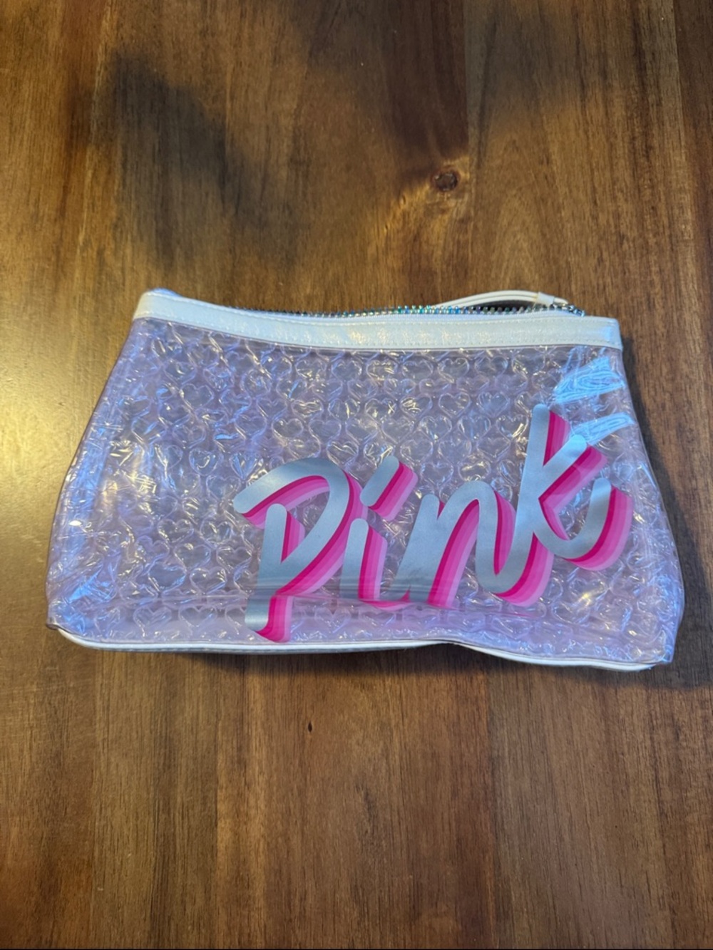 PINK Victoria's Secret Clear Bubble Cosmetic Bag with Pink Logo